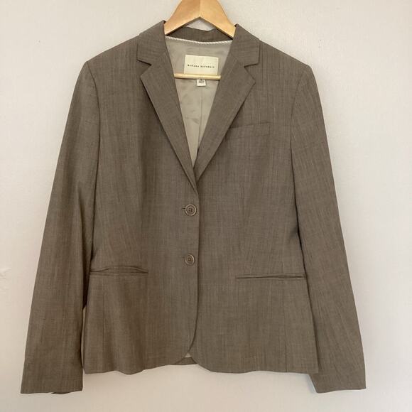 Banana Republic Tan Beige Single Breast 2 Button Blazer Wool Stretch Women 12 - Picture 3 of 7